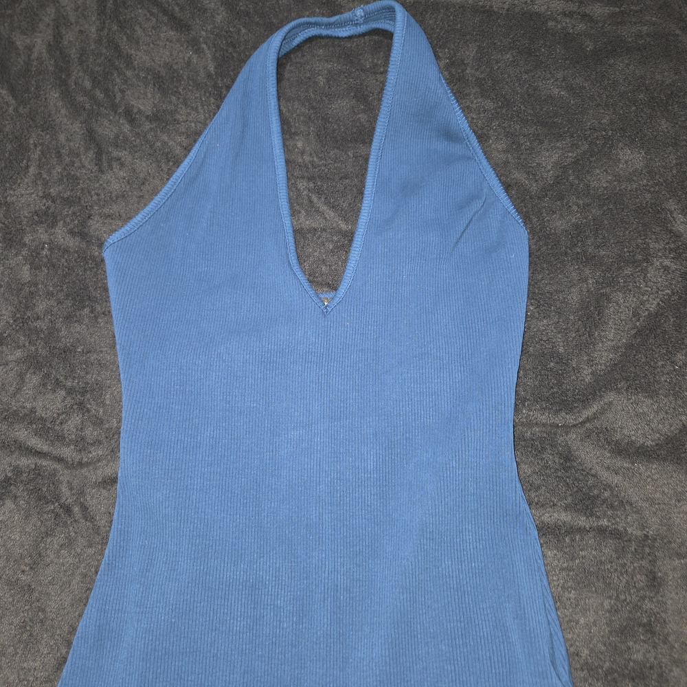 Fashion Nova Blue V-Neck Jumpsuit